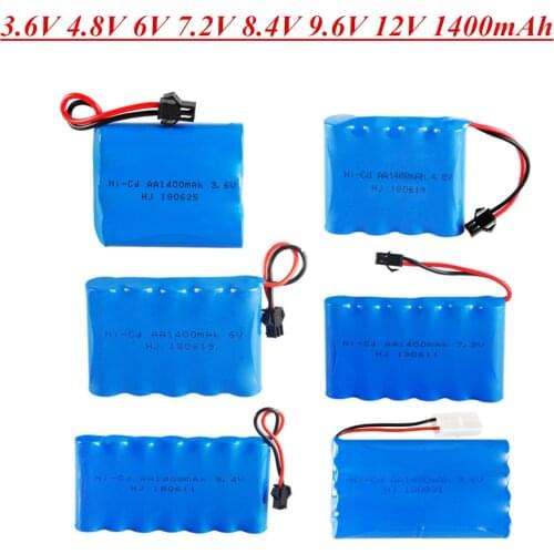 3.6V 4.8V 6V 7.2V 8.4V 9.6V 12V 1400mAh NiCD battery For RC Toys Cars Trucks Tank Guns Spare Parts AA Ni-CD Battery pack 1pcs