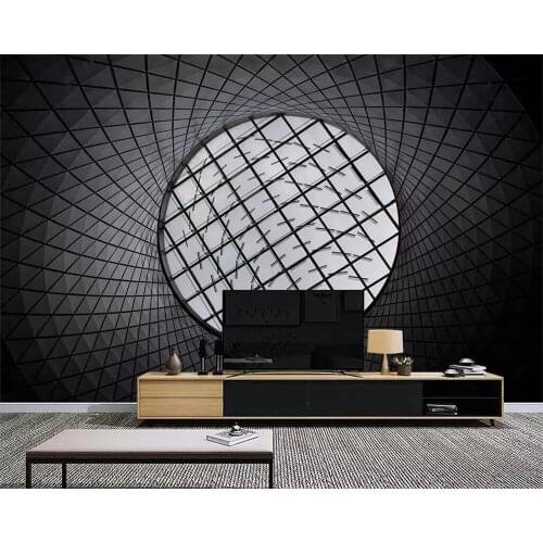 Beibehang Nordic minimalist black and white geometric rhombus patio tunnel TV background wall custom wallpaper mural decoration