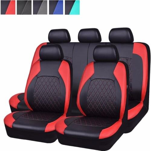 Car seat cover lock pu leather red gray color car goods seat cover set fit for Lada Kalina granta ford focus 2 renault logan