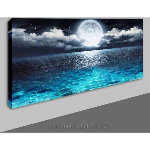 Large 5d diy diamond painting sunset over the sea full mosaic square round embroidery moon night landscape home decor FF509
