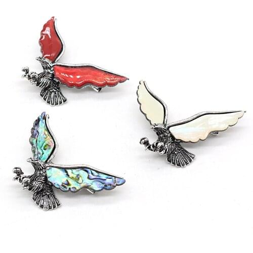 Natural Shell Pendant Brooch Accessories Hawk Shape Abalone Shell White Shell Brooch Charms For Party Clothes Matching