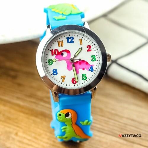 New fashion girls cute pink dinosaur cartoon quartz watch children boys 3D silicone luminous hands kids student gift watch