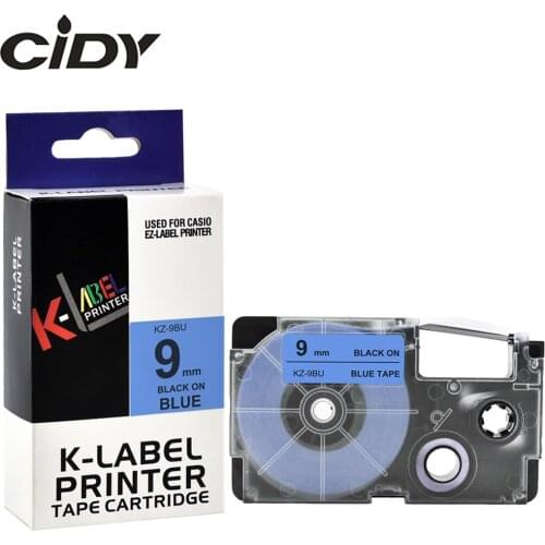 CIDY 1pcs compatible Casio black on blue 9mm label tape XR-9BU XR9BU XR 9BU for EZ Printers ribbon cartidge kl-60l kl-120l