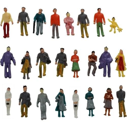 24 Stück Colorful Painted Sand Table Model Railway Passenger Figures Scale (1 to 87)
