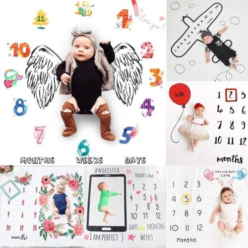 Newborn Baby Monthly Growth Milestone Blanket Infant Photography Props Background Blankets For Baby Boy Girls Carpet Photo Cloth