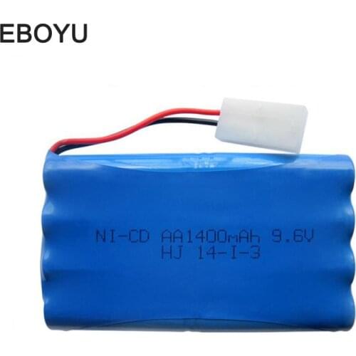 EBOYU 9.6V 1400mAh Ni-cd Rechargeable AA Battery Pack KET 2P Plug for RC Car and Other Similar Remote Control Toys