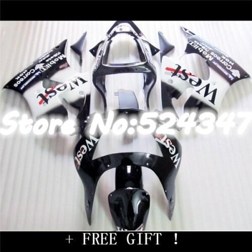 Fei-Fairing for KAWASAKI Ninja ZX 6R 98 9 ZX 6R 636 1998 1999 NINJA ZX6R 98 99 ZX-6R 1998 1999 WEST Black white fairing kits