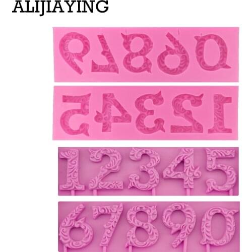 M1485 Digital lollipop Sugarcraft Letter/Number silicone mold fondant mold cake decorating tools chocolate gumpaste mold