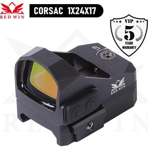 Red Win Corsac 1x24x17 MOS ATO 3MOA Compact Red Dot Scope 50000hrs Battery Life IPX67 Waterproof Fit for GLOCK 17 19 9mm AR15 M4