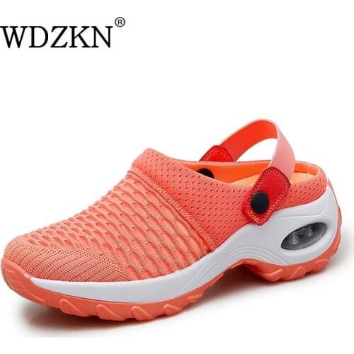 WDZKN Fashion Summer Shoes Women Sneakers Breathable Air Mesh Slip On Wedge Heel Platform Casual Vulcanized Shoes Big Size 35-42