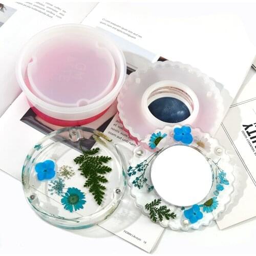 Round Storage Box Epoxy Mold Container Case Moldes Resina Epoxi Trinket Bottle Resina Moldes De Silicone For Jewelry Decoration