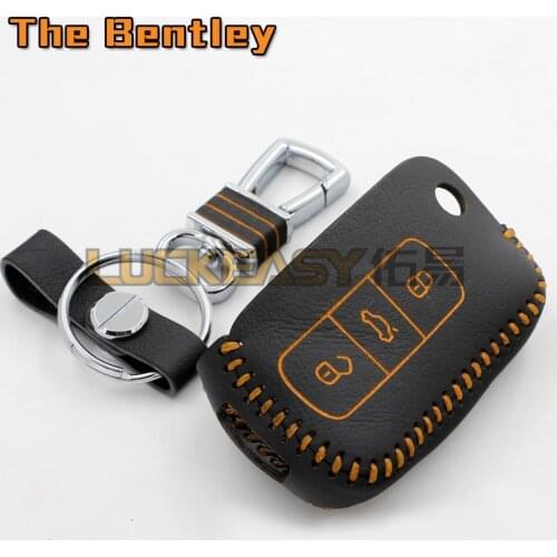 Luckeasy for volkswagen bora 2016 vw phaeton 2009-2012 bentley mulsanne Continen Leather Car Key Cover 2a-dz5