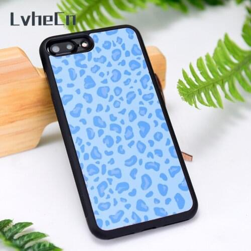 LvheCn Silicone Rubber Phone Case Cover for iPhone 6 6S 7 8 Plus X XS XR 11 12 Mini Pro Max Blue Cheetah