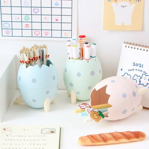 Cute Egg Shape Pen Holder Kids Stationery Pencil Organizer Desk Set Accessories Offices School Makeup Container