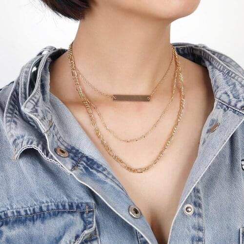 2020 Fashion Multilayer Hip Hop Chain Necklaces For Women Men Jewelry Gifts Gold Color Pendant Choker Necklace Accessories