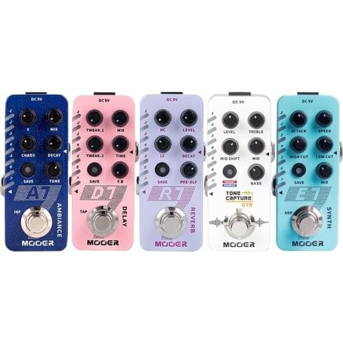 MOOER New Micro Tone Capture GTR E7 Synth D7 Digital Delay A7 Ambient Reverb Guitar Processor Effect Pedal with 7 LED Indicators