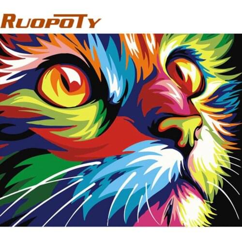 RUOPOTY diy frame Picture Cat Diy Painting By Numbers Modern Wall Art Picture Handpainted Home Decor Artworks 40x50cm Box Send