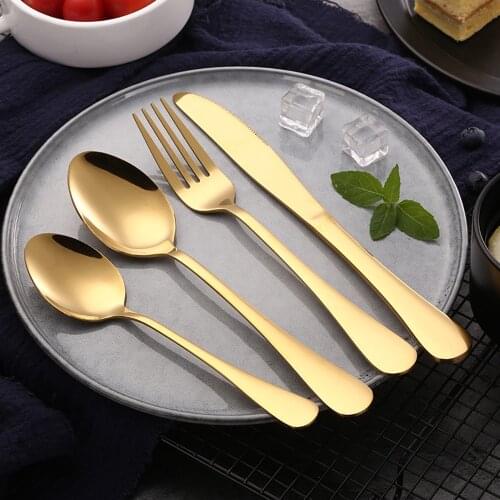 Stainless Steel Dinner Set Cutlery Luxury Knife Fork Spoon Dessert Dinnerware Western Food Silverware Kitchen Tableware