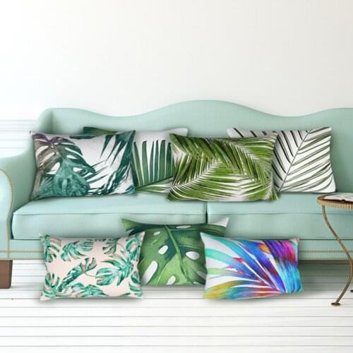 Plants Printed Cushion Cover 30x50CM Polyester Pillowcase Green Leaves Throw Pillow Case Home Decor
