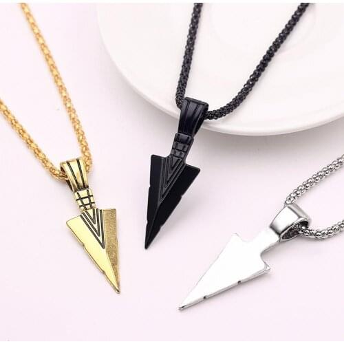 New Black Arrowhead Pendant Necklace 2021 Fashion Men Trendy Simple Alloy Steel Chain Men Necklace Jewelry Gift украшения на шею