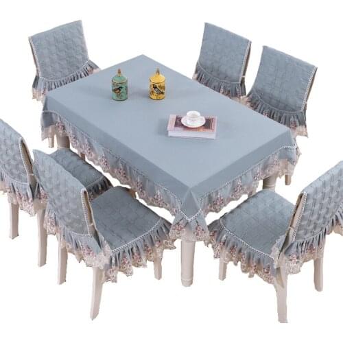 Solid Lace Dining Table Cover Rectangular Tablecloths Modern Chair Seat Cover For Home Decor Elegant Table Cloth Set Wedding W
