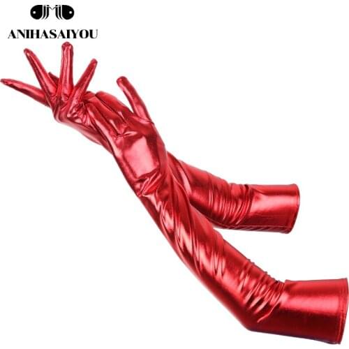 Sexy multi-color patent leather Gloves long cosplay clothes accessories Black tight long gloves DS pole dance performance gloves