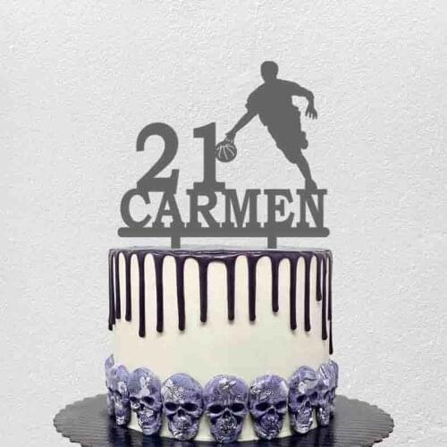 Personalized Basketball Topper Custom Name Age Man Playing Basketball,Basketball Player Birthday Party Cake Decoration Topper
