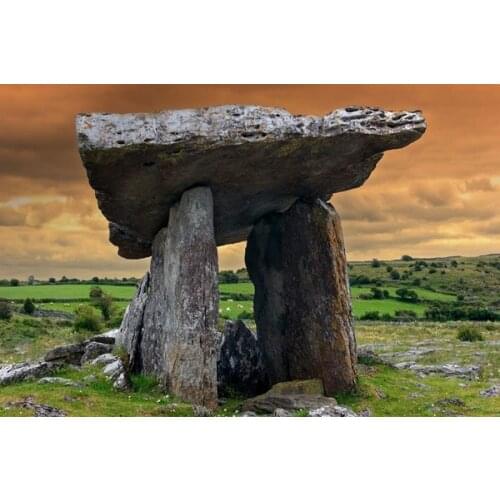 Nature landscape dolmen stone Ireland prehistoric archeology grass clouds hill 4 Sizes Home Decoration Canvas Poster Print