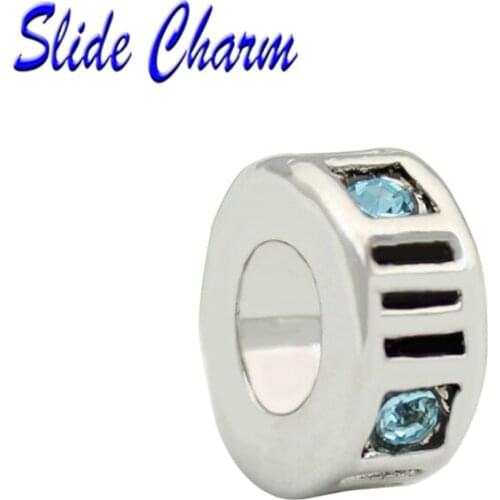 Simple 5mm Straight Hole Fashion Jewelry DIY Bead Charm Blue Round Rhinestone Matching Beads For Each Brand Bracelet Necklace