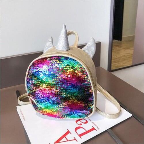 2020 Women Sequins Backpack Cute Unicorn Schoolbag For Teenage Student Girls Satchel Female mochila de couro Packpack School Bag