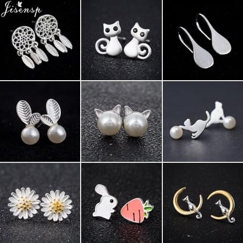 Cute Animal Bunny Rabbit Carrot Stud Earrings Women Minimalist Jewelry Pearl Cat Moon Heart Leaf Earing Stud for Child Girls