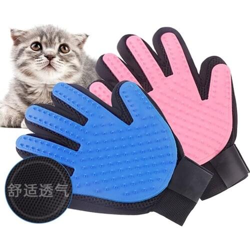 Pet Grooming Glove Gentle Deshedding Brush Efficient Hair Remover Mitt Enhanced Five Finger Dog Cat Fur Silicone Bath Comb