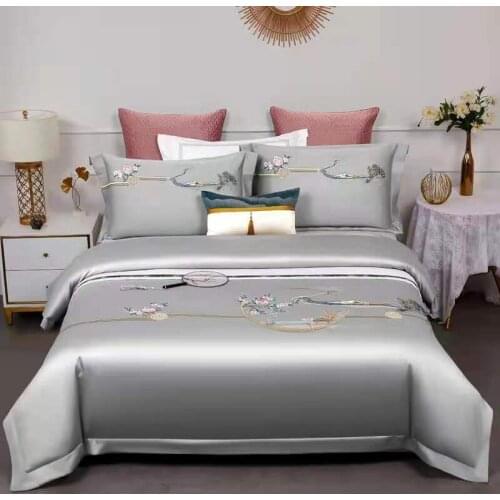 Chic Vintage Embroidery Duvet Cover Queen/King 4Pcs Egyptian Cotton Soft Comforter Cover Bedding Set with Bed Sheet Pillow shams