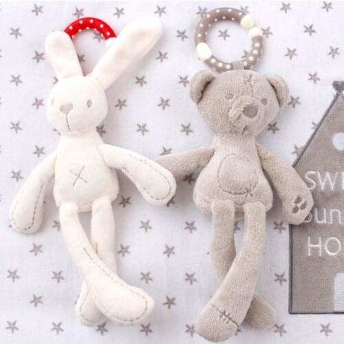Cute Baby Crib Stroller Toy bed bell Rabbit Bunny Bear Soft Plush infant Doll Mobile Bed Newborn Gift Toy