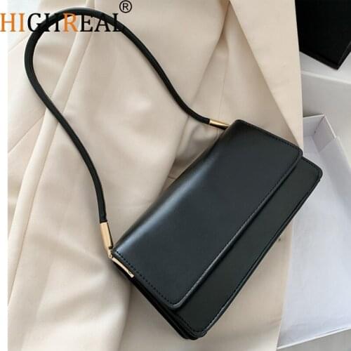 Soft PU Leather Baguette Shoulder Bags For Women Simple Armpit Bag Lady Handbags Female Trend Solid Color Travel Hand Bag