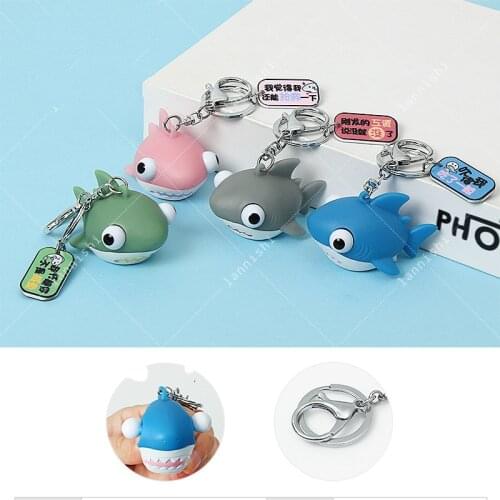 Super Cute Funny Spoof Tricky Product Big Shark Crowded Pressure Ball Keychain Key Ring Rescue Gift