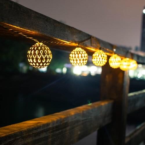 Solar String Lights 10/20/30PCS LED Globe Hanging Lights Multicolor Moroccan Lamp Outdoor Indoor Deco for Patio Garden Party