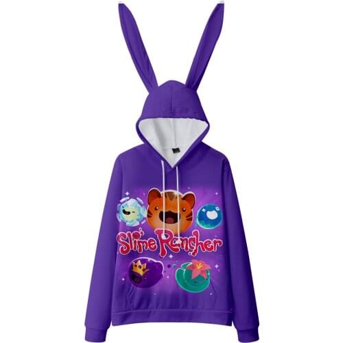 Anime Slime Rancher Pullover 3D Rabbit Ear Hoodies Long Sleeve Boy/girl Hoodie Kawaii Top Blouse Simulation Game Fashion Clothes