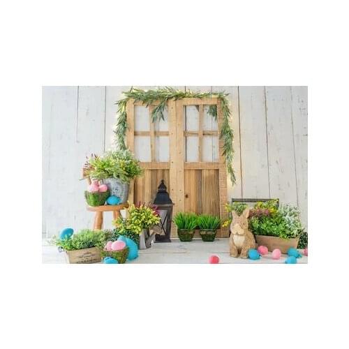 Thin Vinyl Easter Rabbit Meadow Flowers Eggs Children Photo Spring Backdrops Printed professional Photographic Studio Background