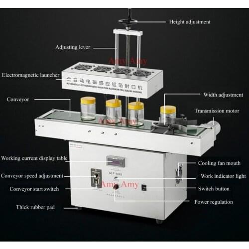 Vertical Electromagnetic Induction Sealing Machine Plastic Bottle Continuous Automatic Aluminum Foil Film Gasket Sealer 220V
