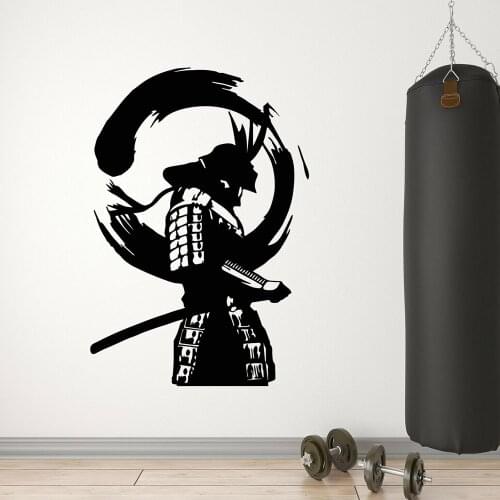 Vinyl Wall Decals Japanese Warrior Enso Zen Circle Samurai Asian Self-adhesive Wall Stickers Man Cave Artistic Decoration Z330