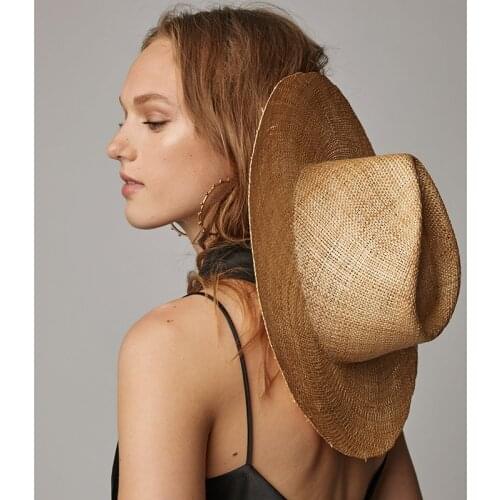 High Quality New Summer Classical Panama Jazz Hat Treasure Straw Hat For Women Ladies Hat Outdoor Travel Sunshade Sun Hat Chapeu