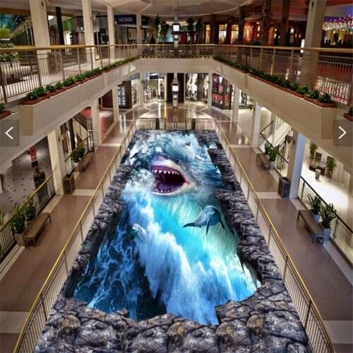 Beibehang High Quality Custom Wallpaper Floor Sea World Shark 3D Outdoor Outdoor Painting Floor Painting PVC Wear Self-adhesive