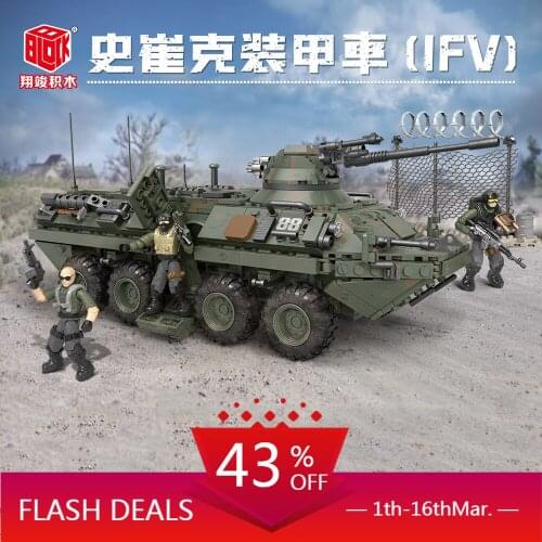 XJ933 Stryker Armored Vehicle World War II Military Series Full Joint Movable Assembled Model Toys for children gifts