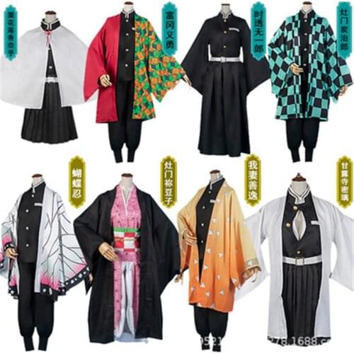 Anime Demon Slayer Kimetsu No Yaiba Kamado Nezuko Full Cosplay Costume Women Kimono Uniform Halloween Christmas Party