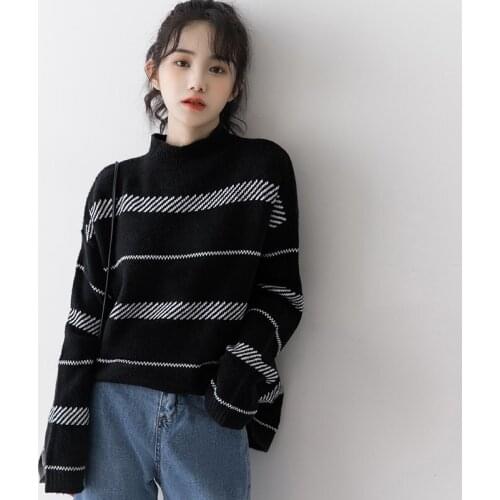 Women Turtleneck Sweater Long Sleeve Jumpers Knitwear Casual Autumn Winter Pullovers Femme Knitted Sweater Woman 2020 AA5615