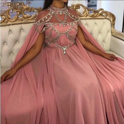 2019 New Prom Dresses Long Pink A-line Robe De Soiree Party For Women Glitzer Elegant Prom Dress