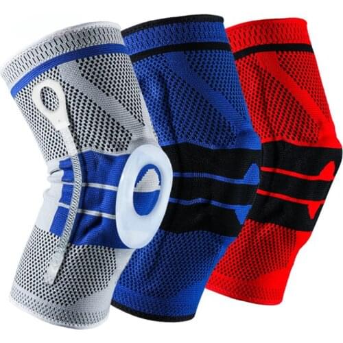 1 pcs Knee Patella Protector Brace Silicone Spring Knee Pad Basketball Running Meniscus Compression Knee Sleeve Support Sports