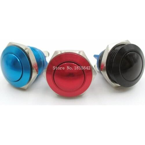 16mm Normally Open Start Horn Button Momentary Stainless Steel Metal Push Button Switch Reset Switches Red Blue Black Color