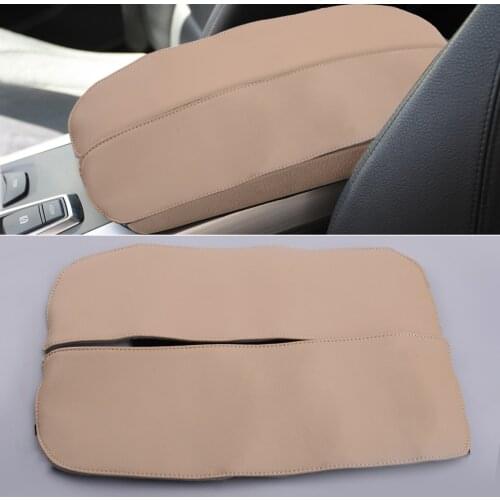 2Pcs/Set Beige Center Console Armrest Cover Cap Car PU Leather Fit For BMW X5 E70 X6 E71 2008 2009 2010 2011 2012 2013
